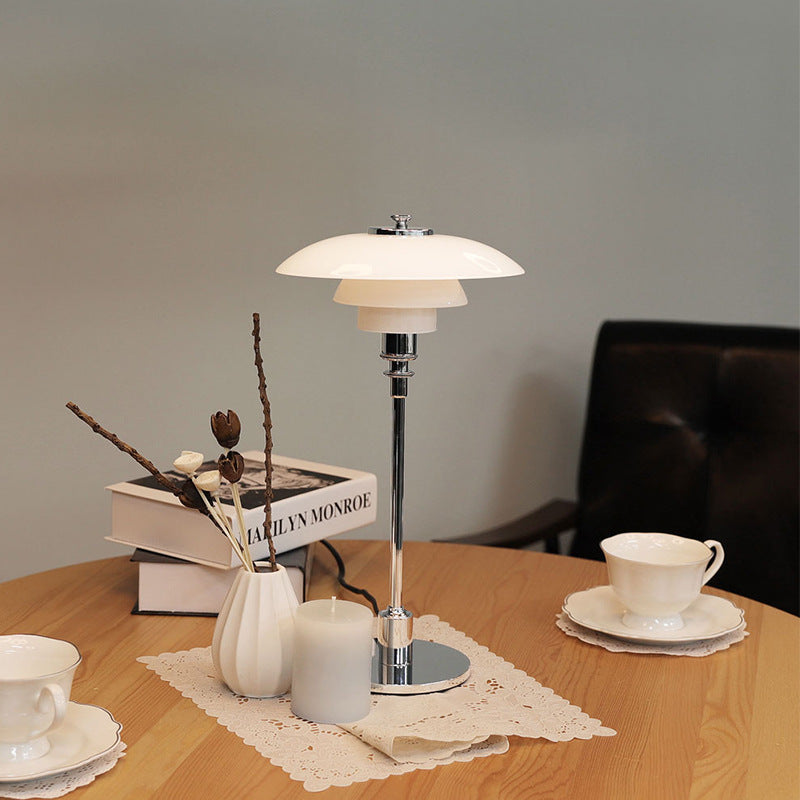 Vintage Danish Glass Shade Table Lamp for Reading and Ambient Lighting