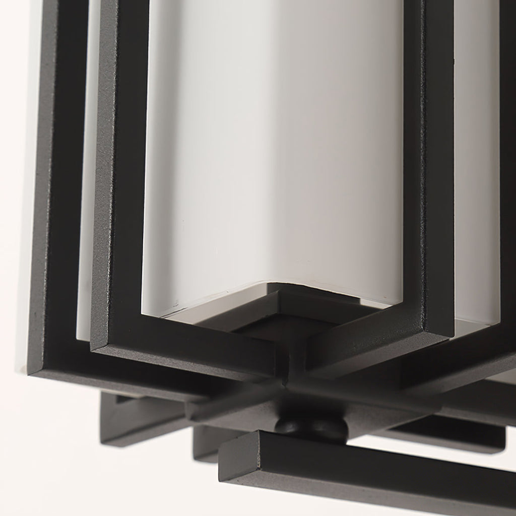 Rectangular Outdoor Wall Light With Frosted Glass Metal Frame for Exterior Lighting