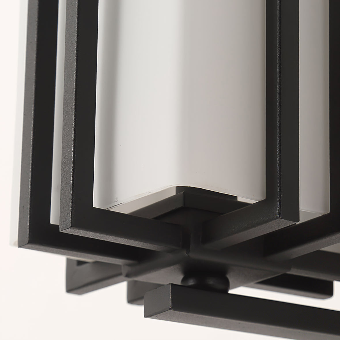 Rectangular Outdoor Wall Light With Frosted Glass Metal Frame for Exterior Lighting