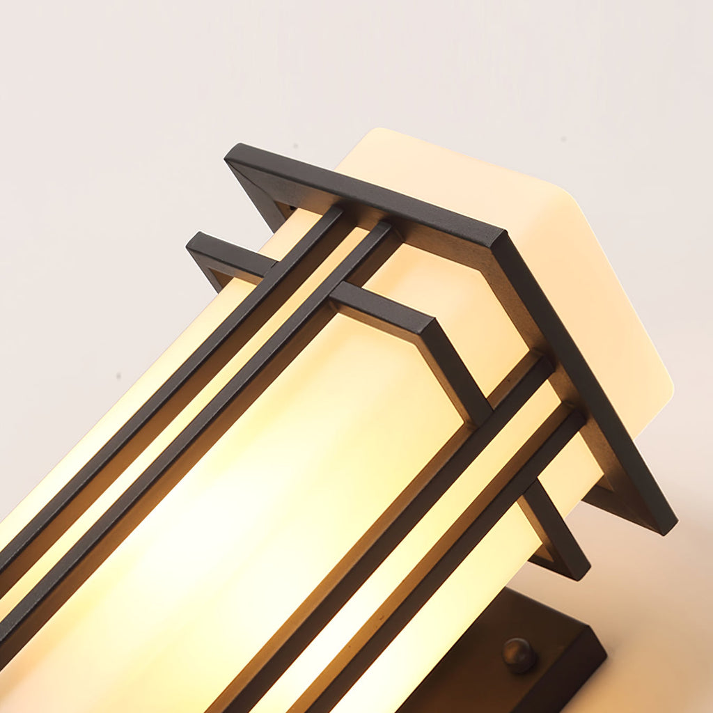 Rectangular Outdoor Wall Light With Frosted Glass Metal Frame for Exterior Lighting