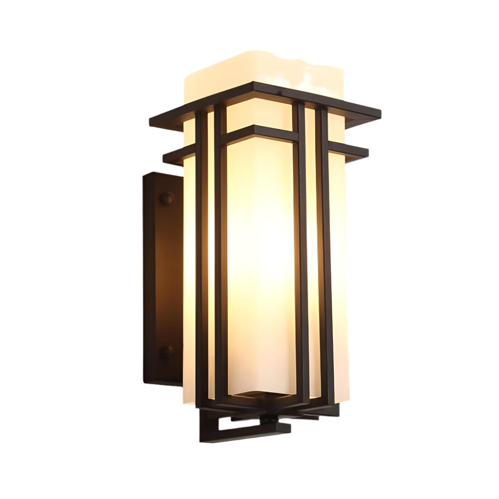 Rectangular Outdoor Wall Light With Frosted Glass Metal Frame for Exterior Lighting