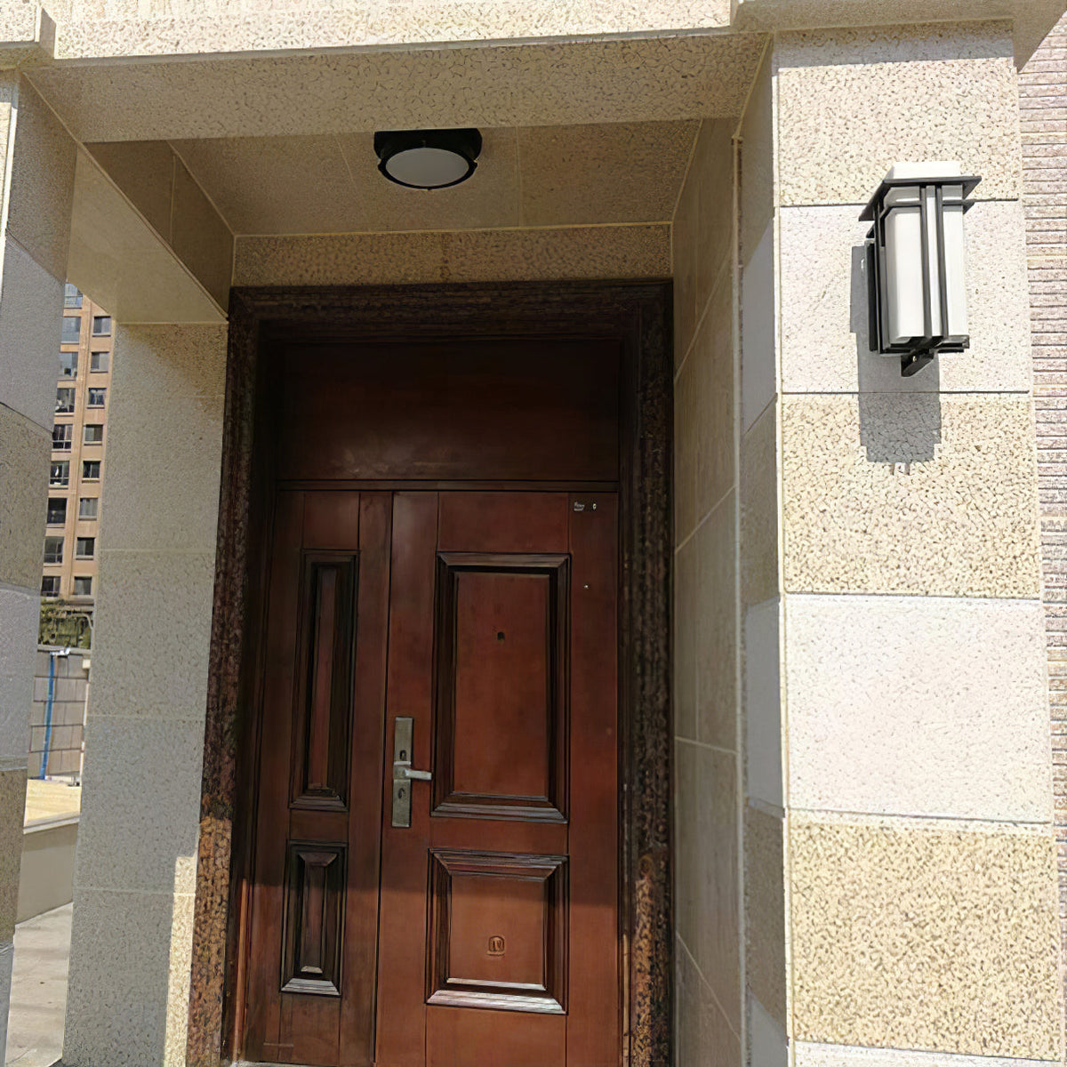 Rectangular Outdoor Wall Light With Frosted Glass Metal Frame for Exterior Lighting
