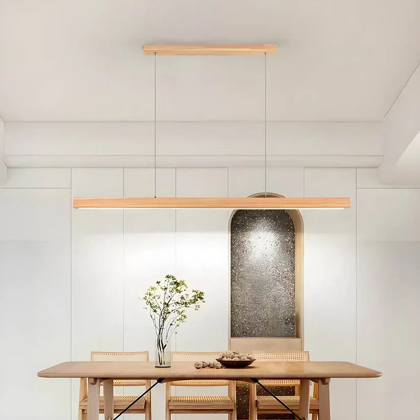 Linear Wooden LED Pendant Light For Dining Tables And Kitchen Islands