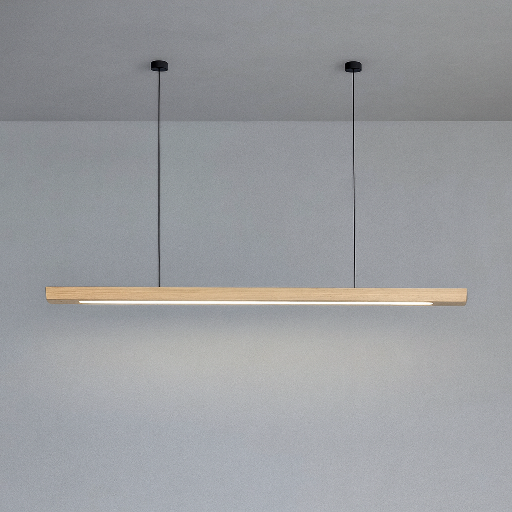 Linear Wooden LED Pendant Light For Dining Tables And Kitchen Islands