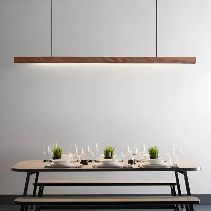 Linear Wooden LED Pendant Light For Dining Tables And Kitchen Islands