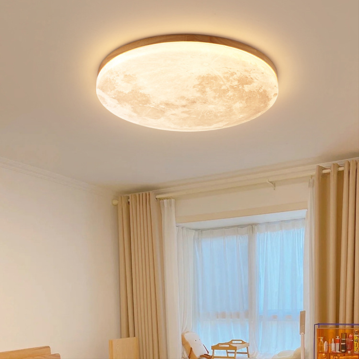 Modern Moon Ceiling Light for Ambient Bedroom and Living Room Lighting