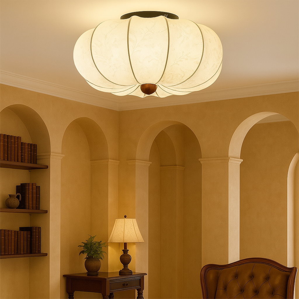 Contemporary Silk Textured Ceiling Light for Living Room and Bedroom