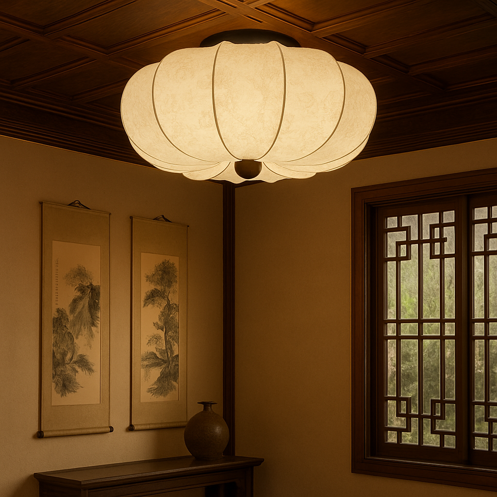 Contemporary Silk Textured Ceiling Light for Living Room and Bedroom
