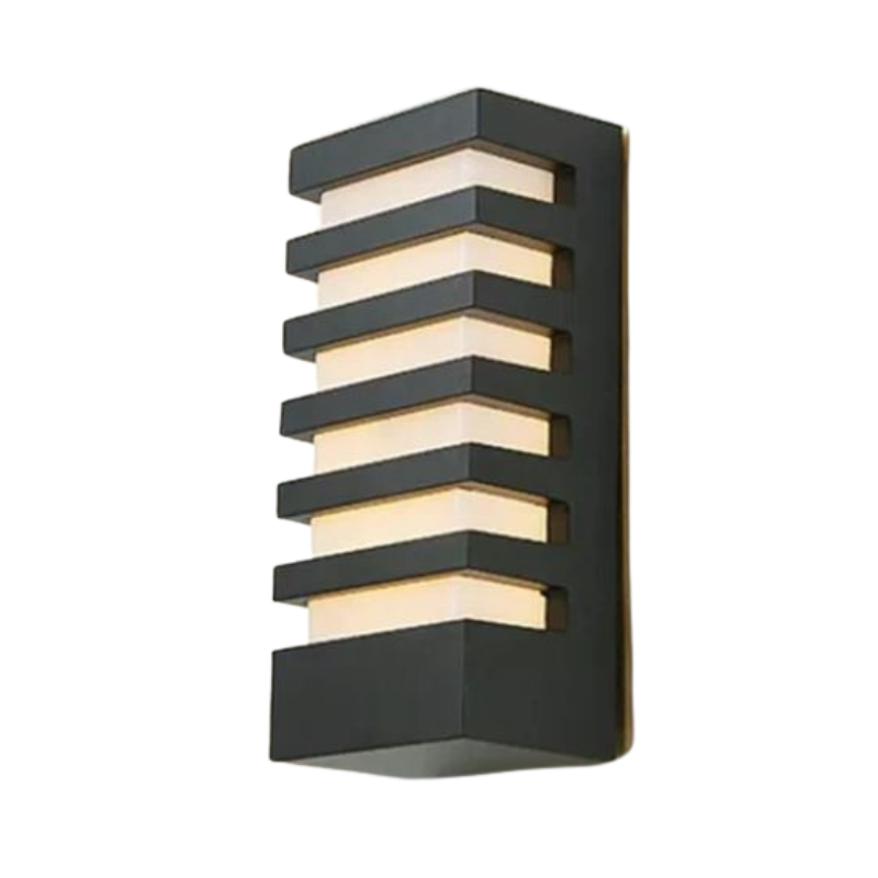 Outdoor LED Wall Light, Rectangular Black Aluminium, Warm White Illumination