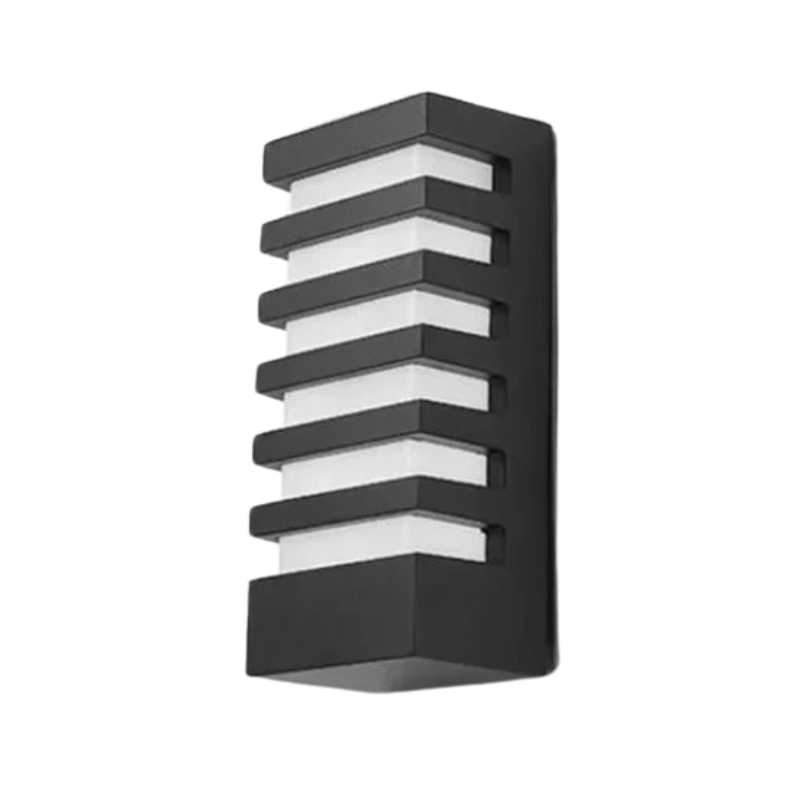Outdoor LED Wall Light, Rectangular Black Aluminium, Warm White Illumination