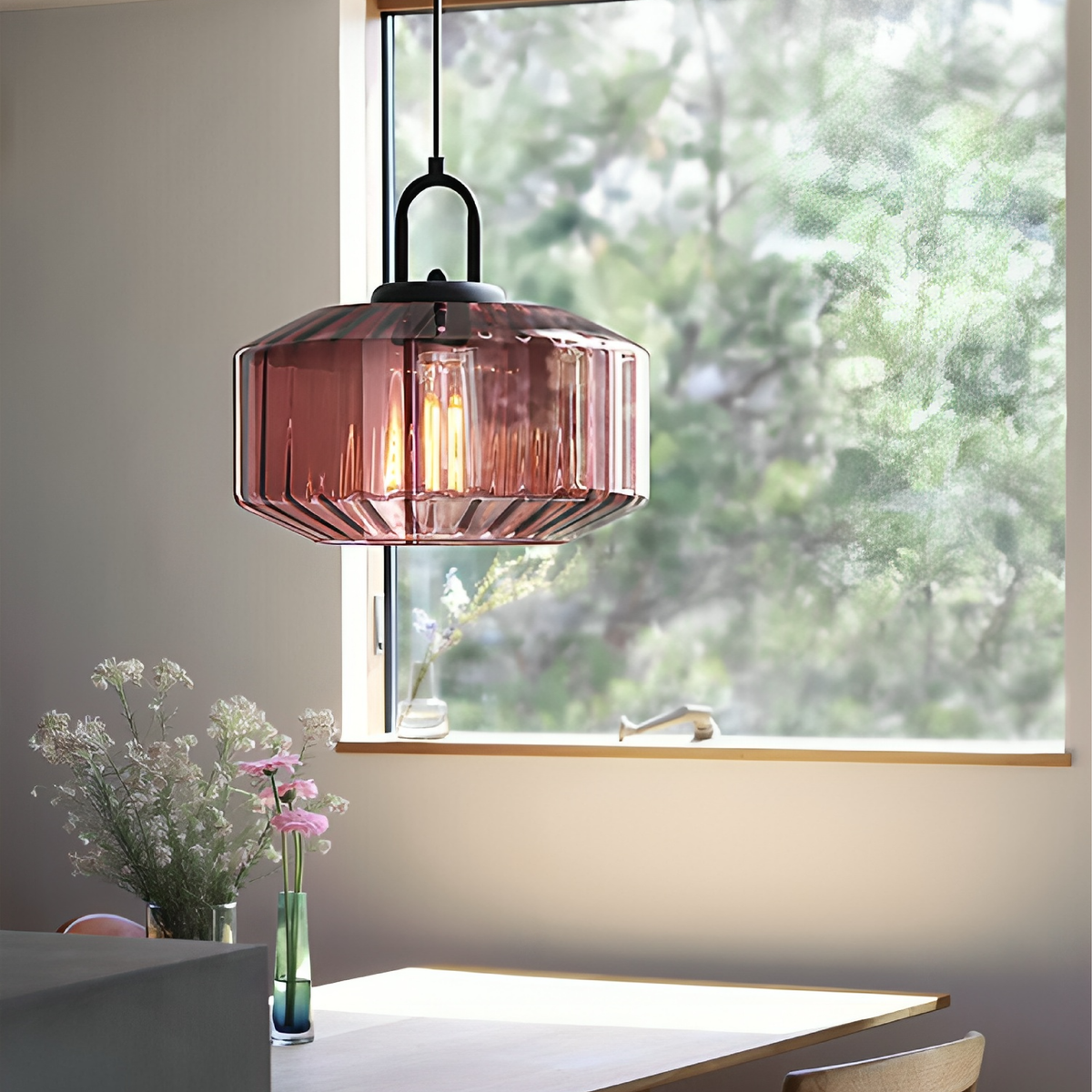 Crystal Cut Glass Pendant Light for Ambient Lighting, Bauhaus Style