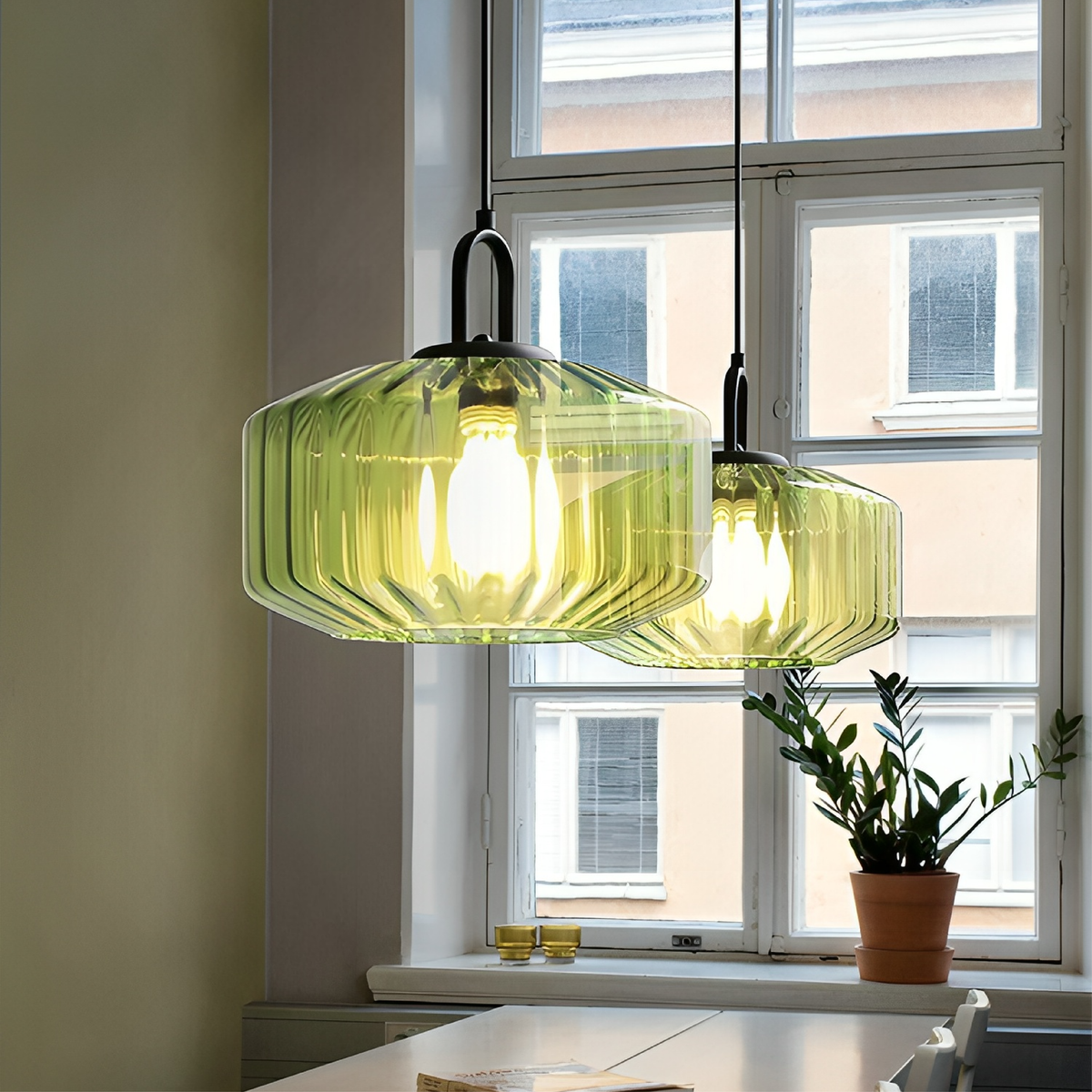 Crystal Cut Glass Pendant Light for Ambient Lighting, Bauhaus Style