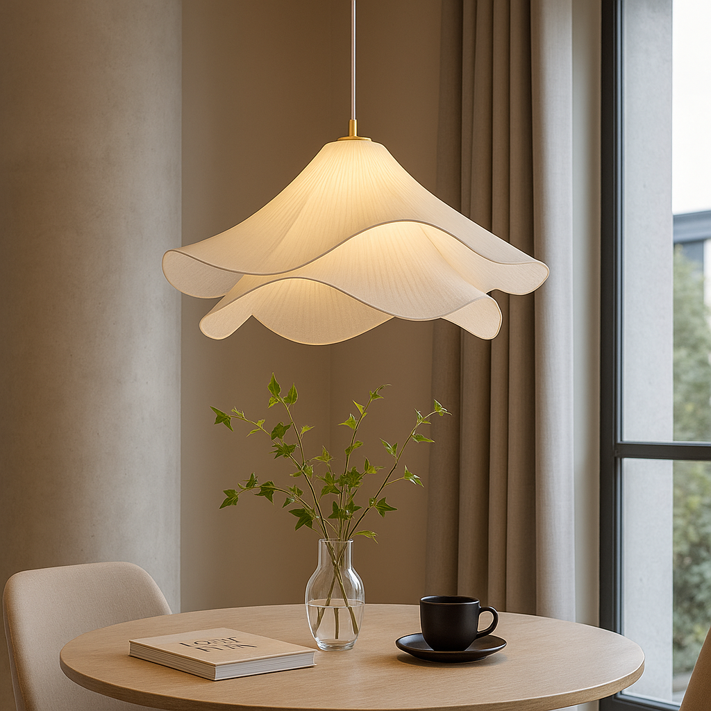 Petal Shaped Fabric Pendant Light for Soft Ambient Dining Room Lighting