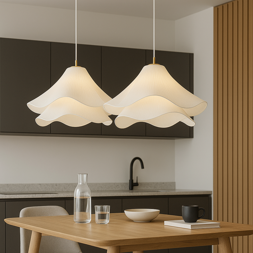 Petal Shaped Fabric Pendant Light for Soft Ambient Dining Room Lighting