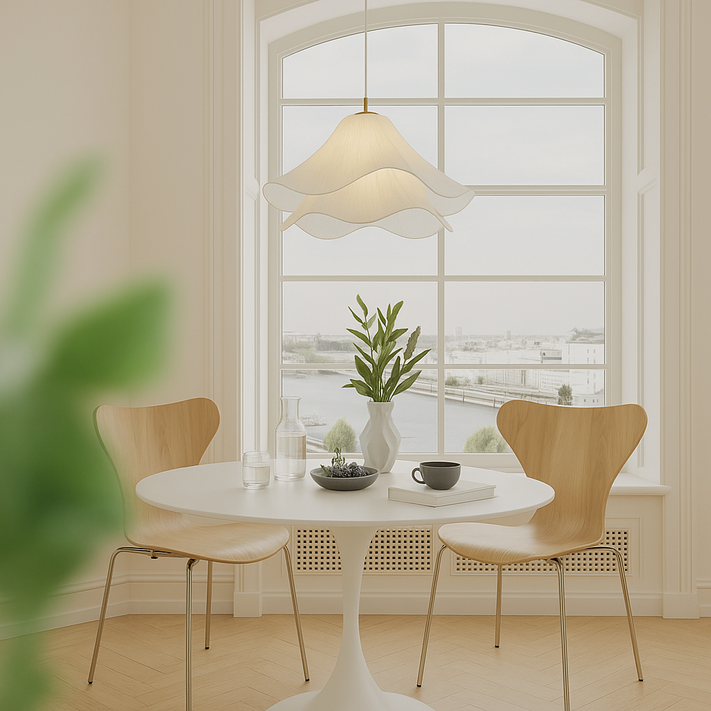 Petal Shaped Fabric Pendant Light for Soft Ambient Dining Room Lighting