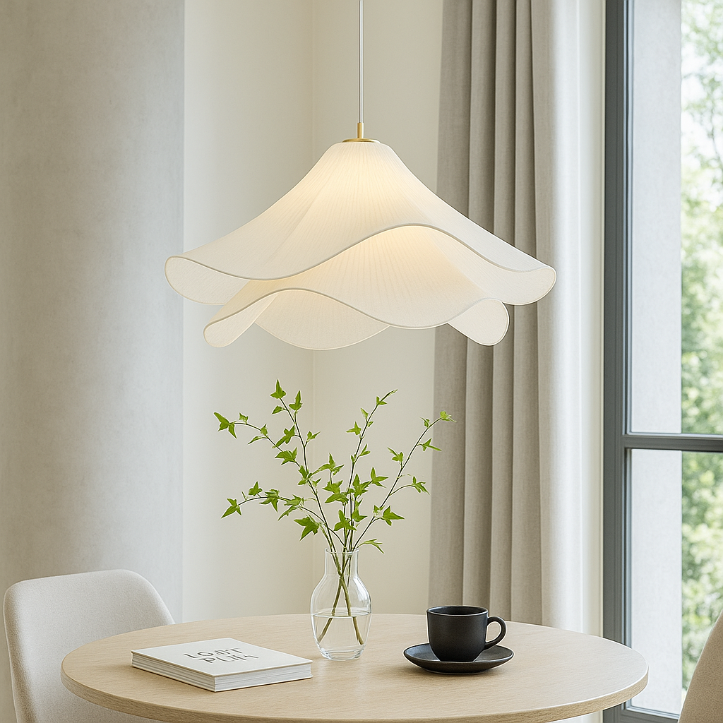 Petal Shaped Fabric Pendant Light for Soft Ambient Dining Room Lighting
