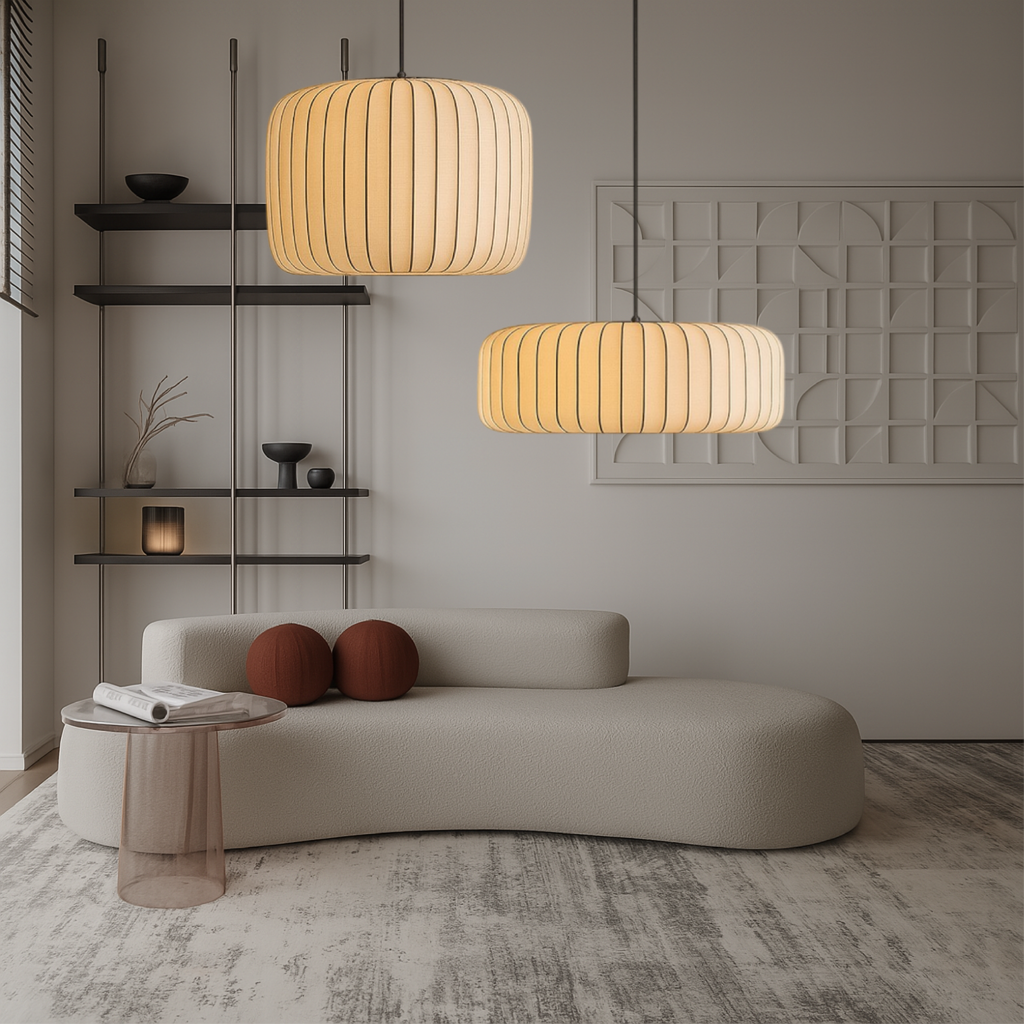 Ribbed Silk Pendant Light for Soft Diffused Room Illumination Larsen-1