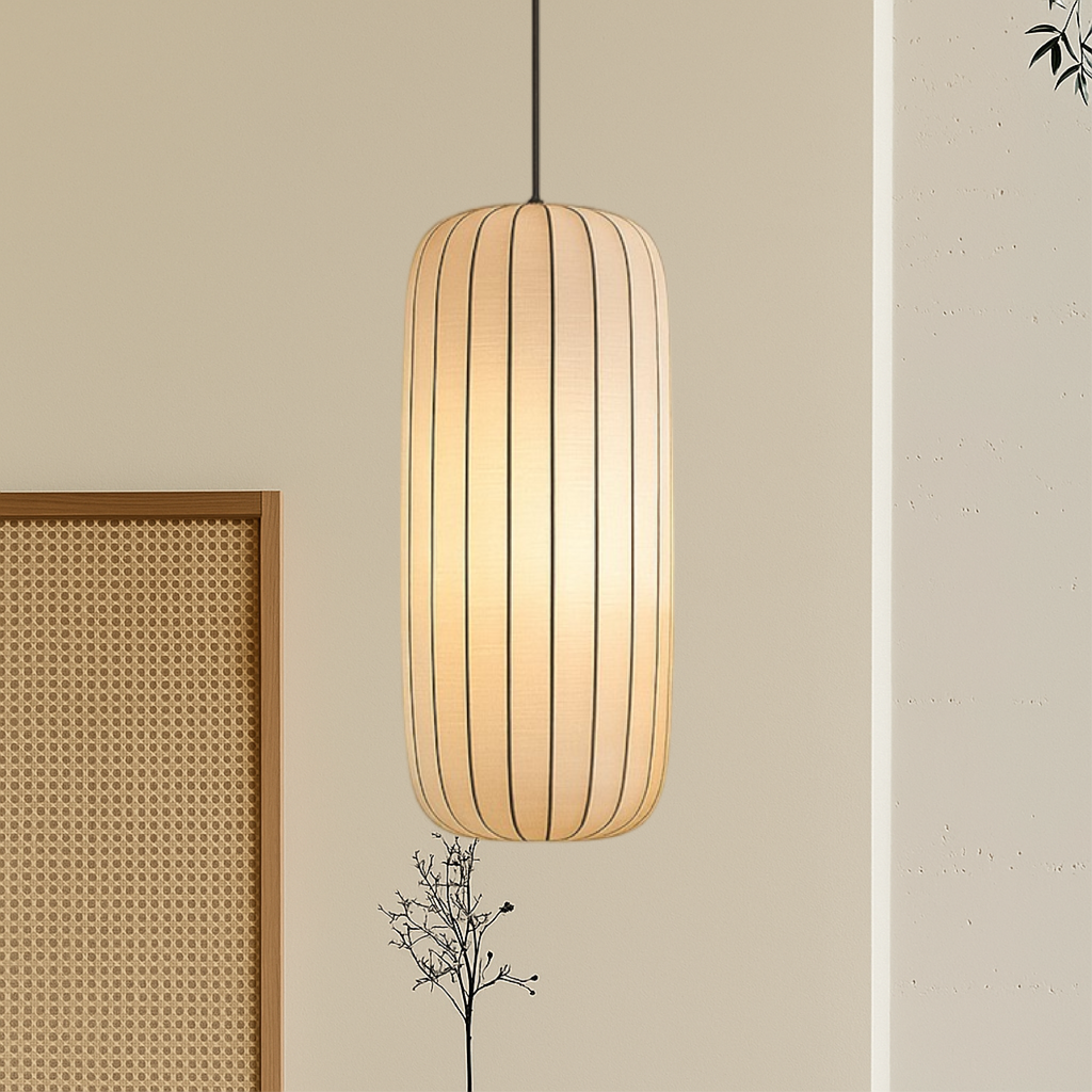 Ribbed Silk Pendant Light for Soft Diffused Room Illumination Larsen-1