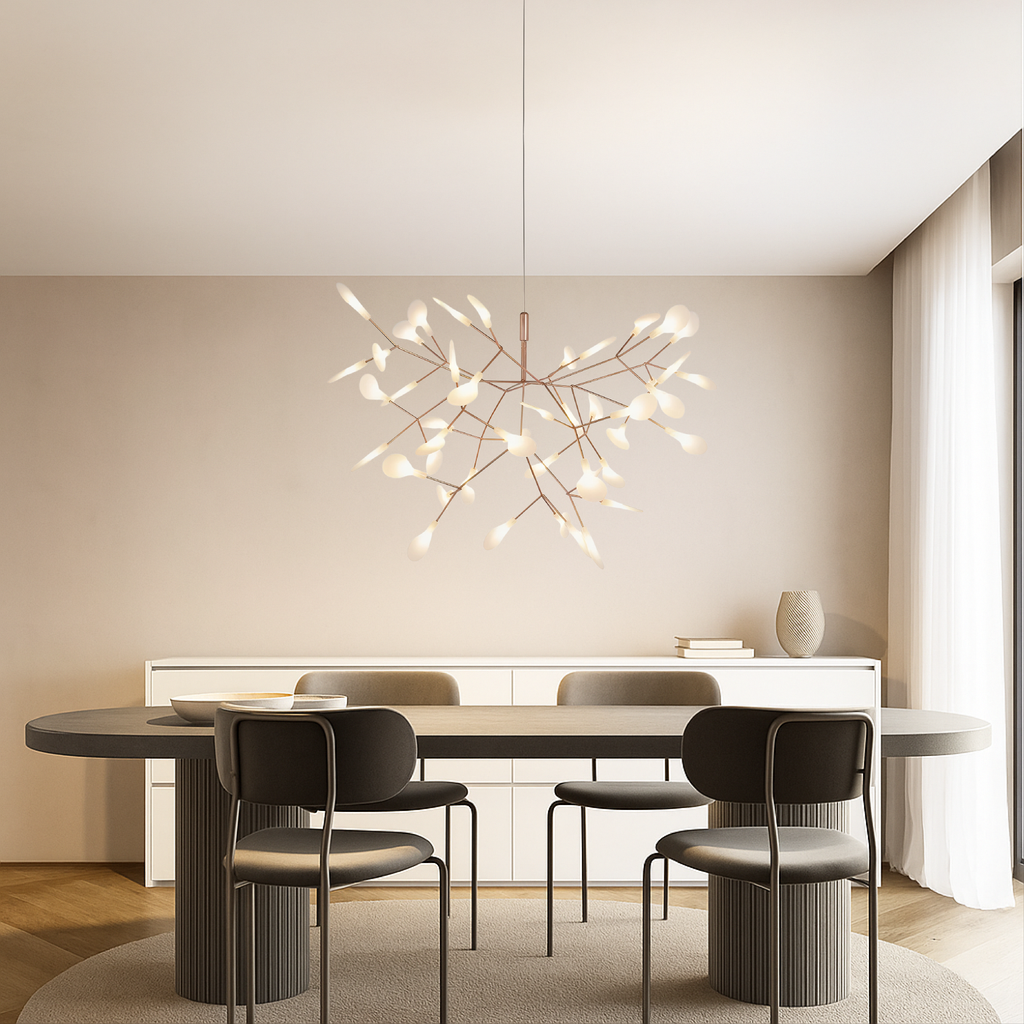 Modern Rose Gold Firefly LED Chandelier for Ambient Lighting