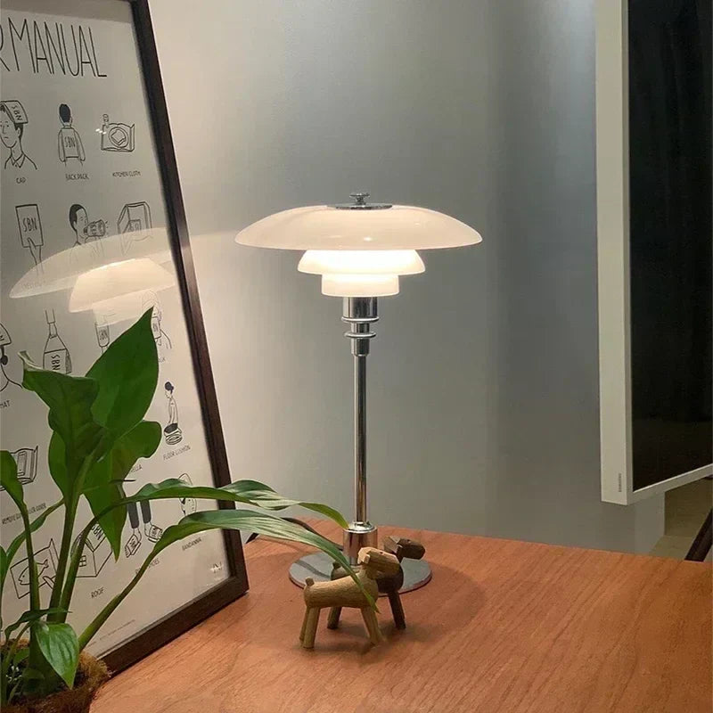 Nordic Glass Table Lamp for Warm Ambient Lighting with Metal Base
