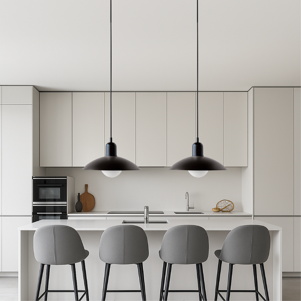 Curved Metal Shade Pendant Ceiling Light for Even Room Lighting