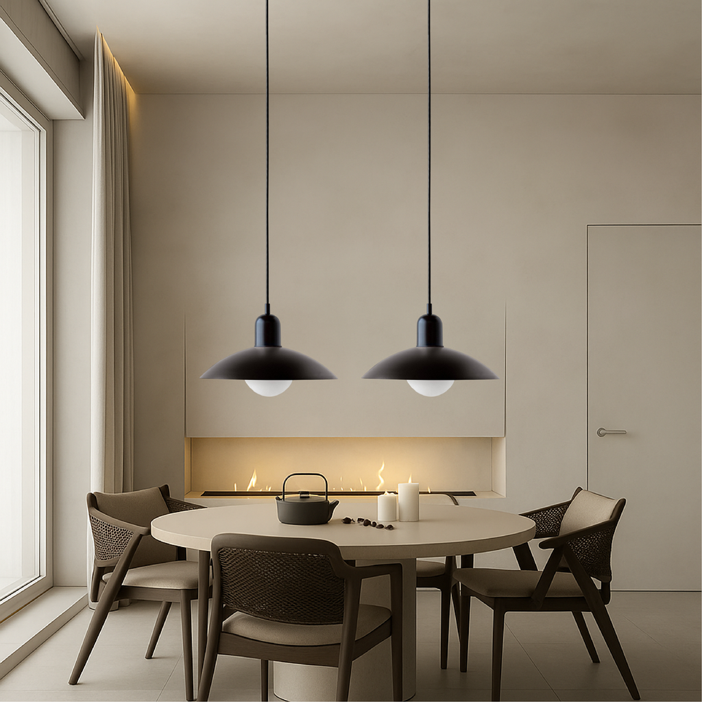 Curved Metal Shade Pendant Ceiling Light for Even Room Lighting