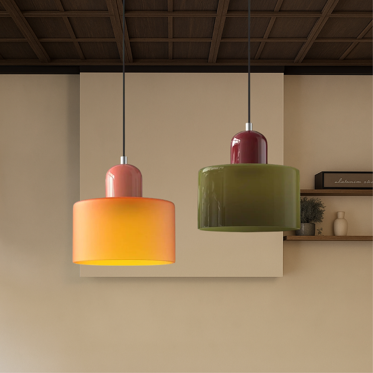 Bauhaus Coloured Glass Pendant Light for Soft Ambient Lighting