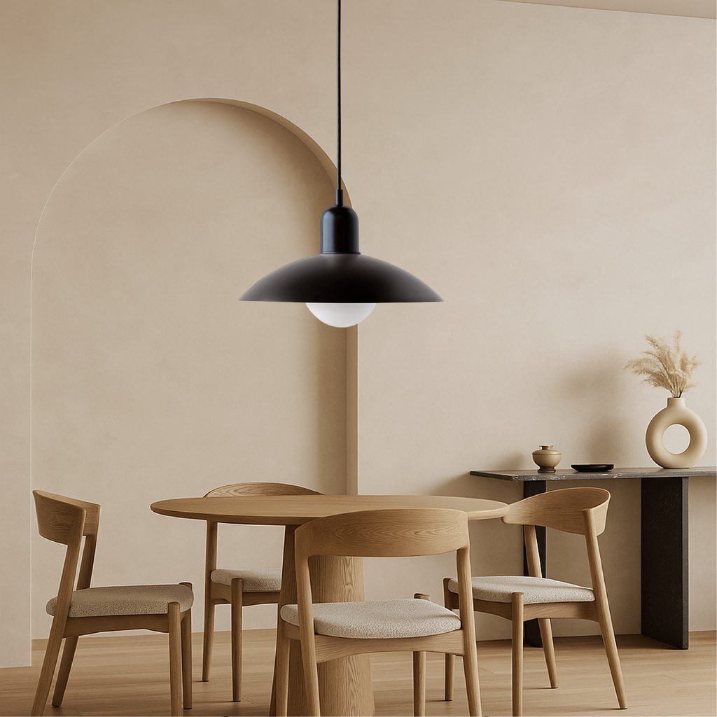 Curved Metal Shade Pendant Ceiling Light for Even Room Lighting