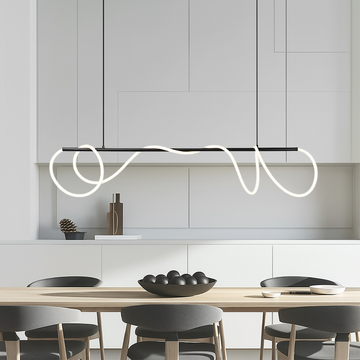 Linear LED Kitchen Island Pendant Light With Adjustable Cable