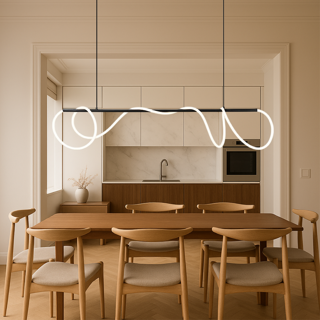 Linear LED Kitchen Island Pendant Light With Adjustable Cable