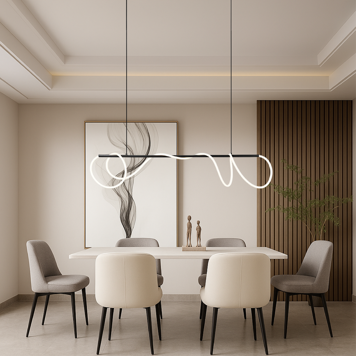 Linear LED Kitchen Island Pendant Light With Adjustable Cable