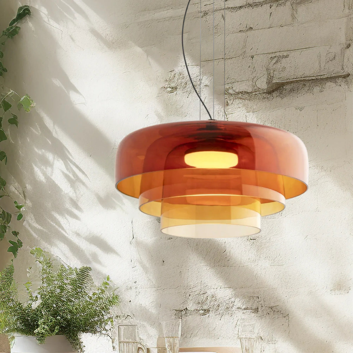 Layered Glass LED Pendant Light for Dining Room Kitchen and Living Room