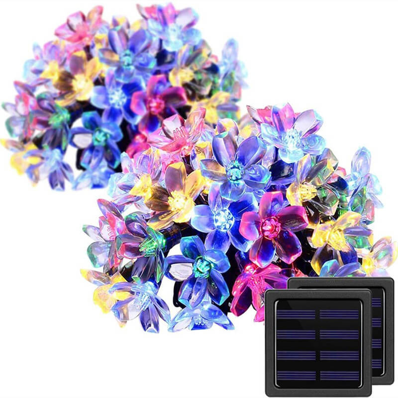 Solar Flower String Lights With Multicolour LED Outdoor Lighting