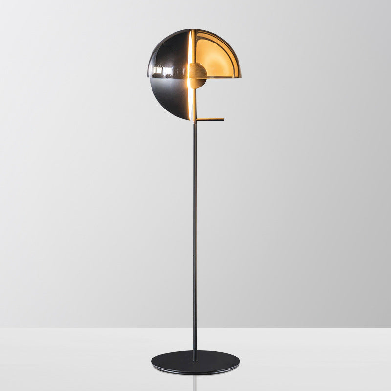 Smokey Glass Floor Lamp With Metal Frame For Ambient Lighting