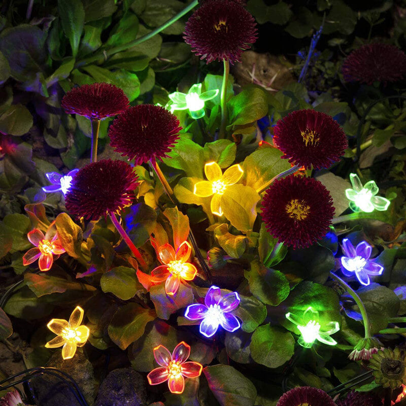 Solar Flower String Lights With Multicolour LED Outdoor Lighting