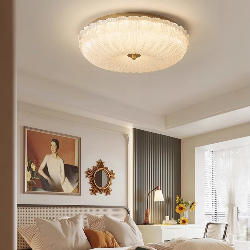 Rippled Glass Flush Mount Ceiling Light for Soft, Even Illumination