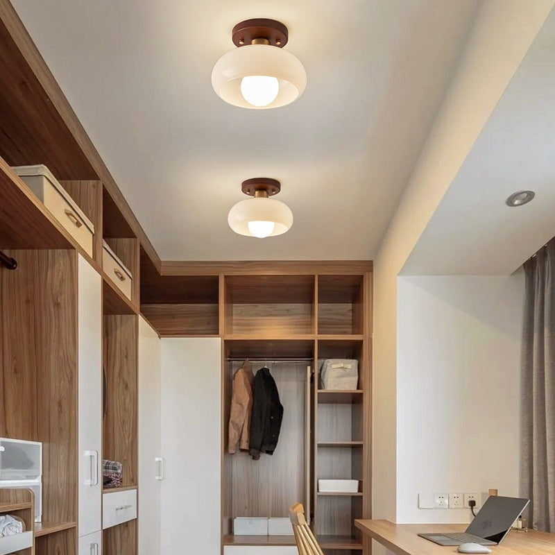 Bauhaus Cream Glass Flush Mount Ceiling Light for Warm Room Lighting