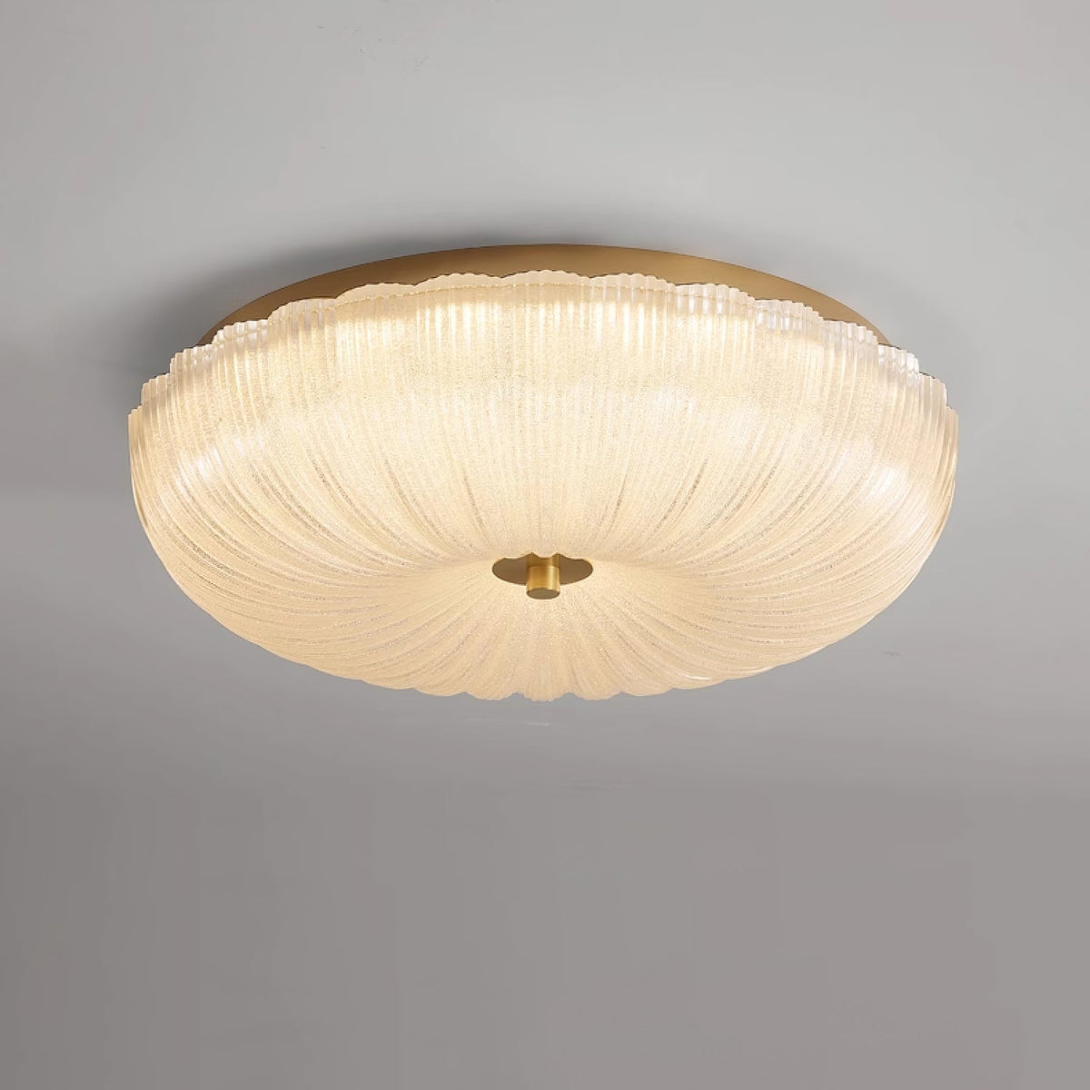 Rippled Glass Flush Mount Ceiling Light for Soft, Even Illumination