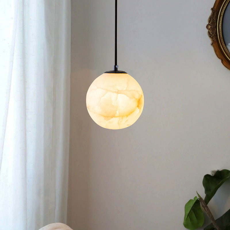 Natural Marble Spherical Pendant Light for Ambient Illumination