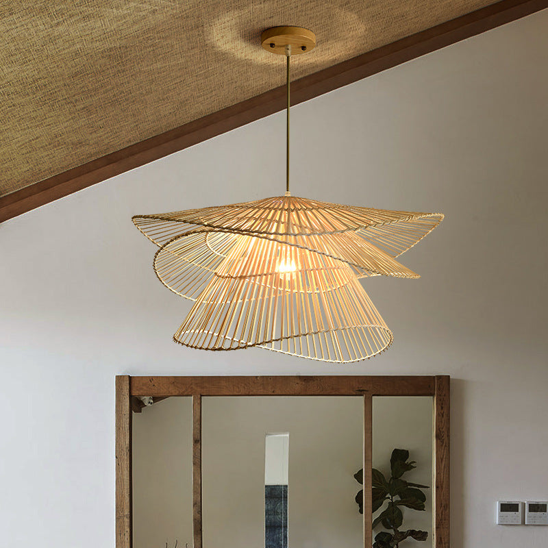Organic Rattan Pendant Light With Woven Shade For Ambient Lighting