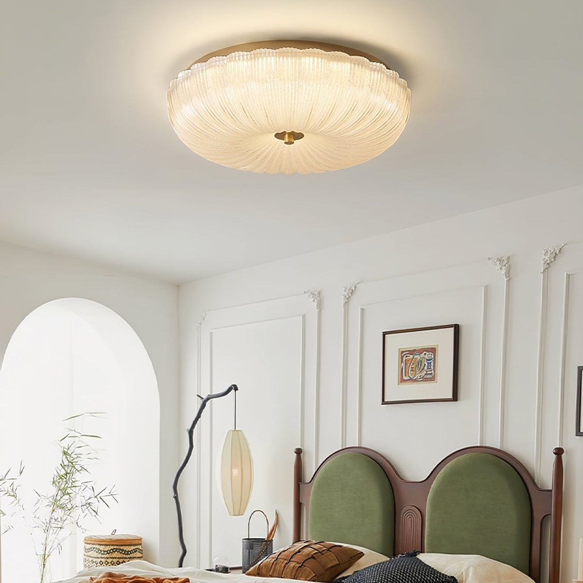 Rippled Glass Flush Mount Ceiling Light for Soft, Even Illumination