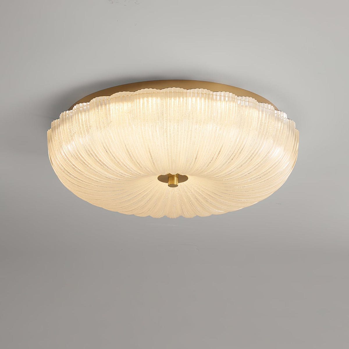 Rippled Glass Flush Mount Ceiling Light for Soft, Even Illumination