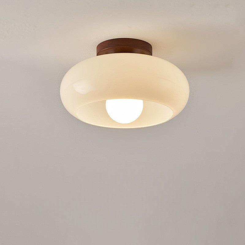 Bauhaus Cream Glass Flush Mount Ceiling Light for Warm Room Lighting