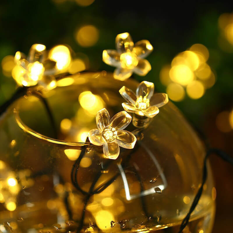 Solar Flower String Lights With Multicolour LED Outdoor Lighting