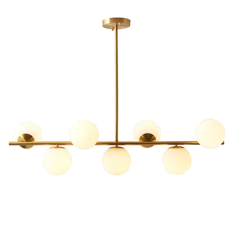 Contemporary Brushed Gold Linear LED Pendant Light for Dining Tables