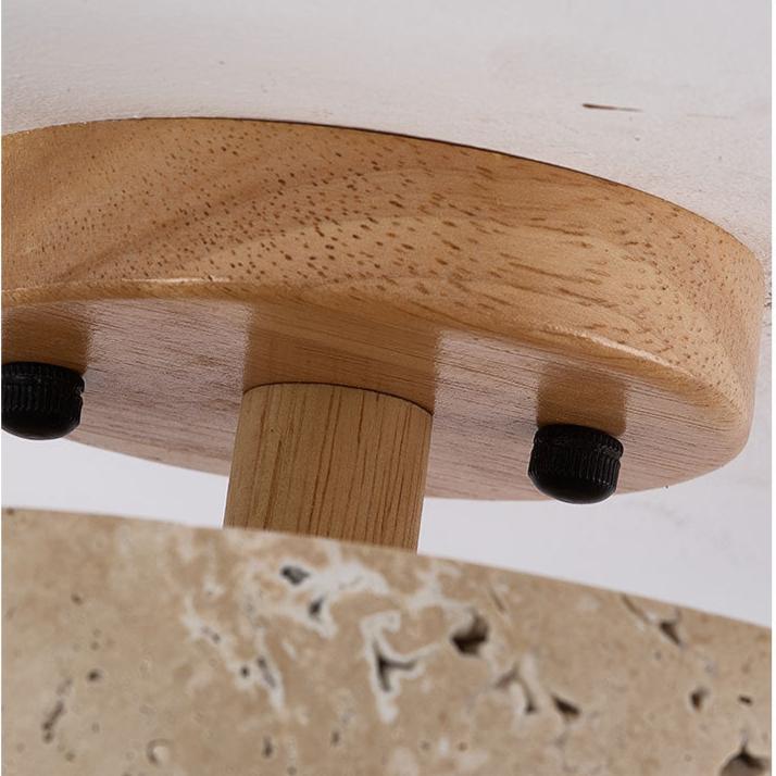 Round Travertine LED Ceiling Light With Wooden Mount for Indoor Lighting