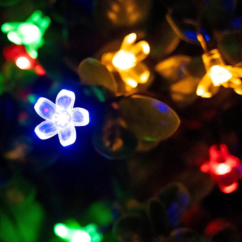 Solar Flower String Lights With Multicolour LED Outdoor Lighting