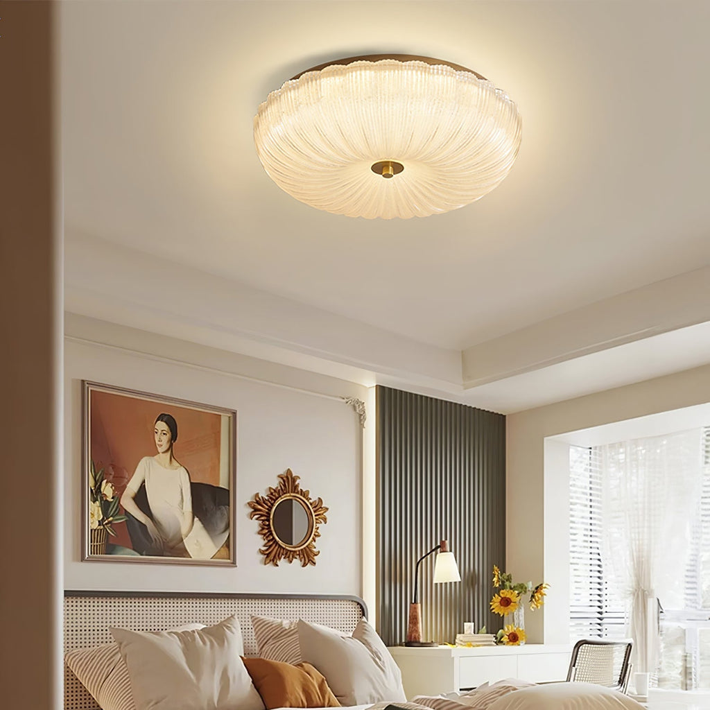 Rippled Glass Flush Mount Ceiling Light for Soft, Even Illumination