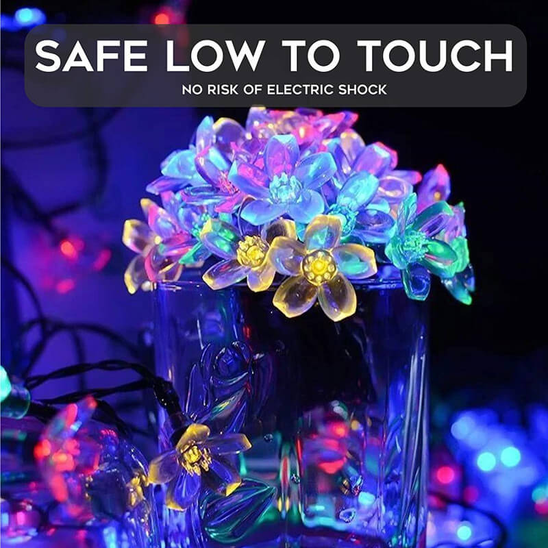 Solar Flower String Lights With Multicolour LED Outdoor Lighting
