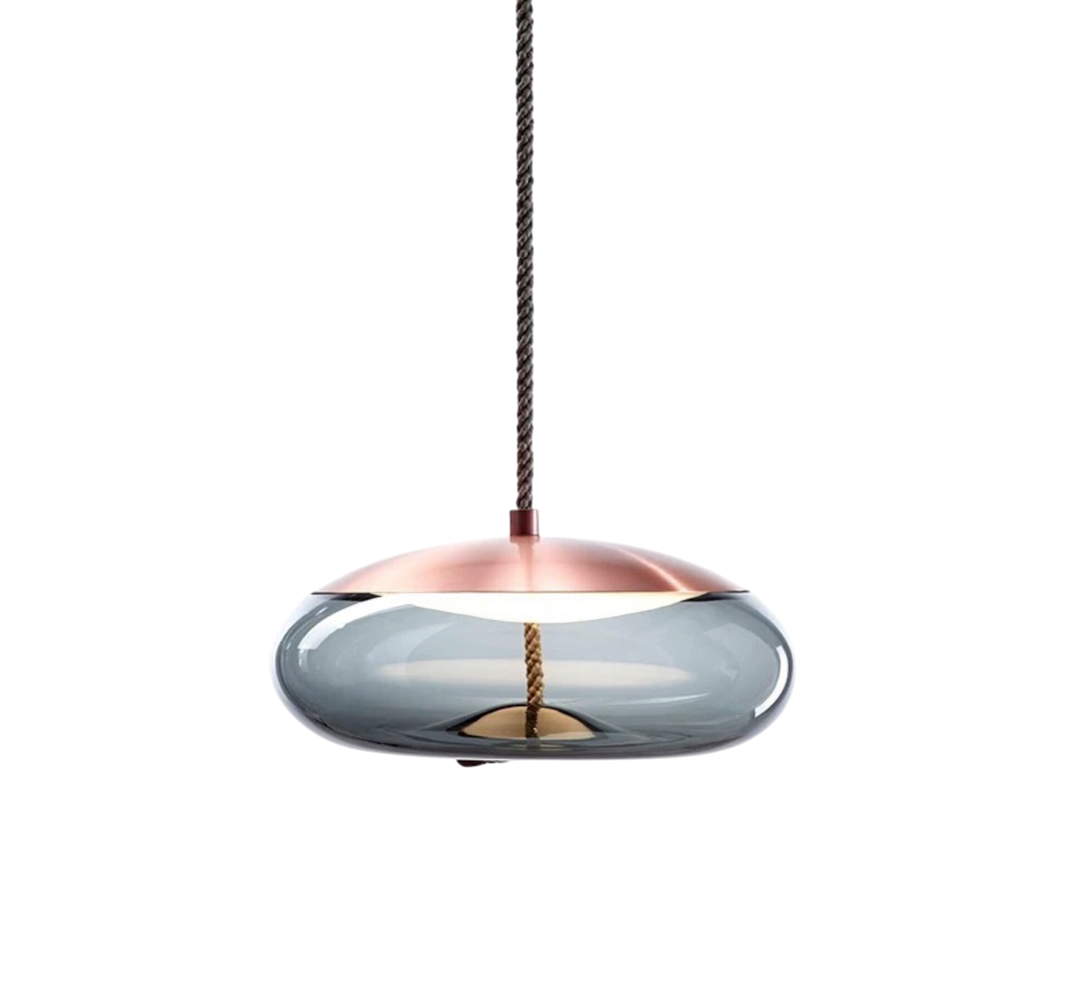Rose Gold Smoked Glass Pendant Light Height Adjustable Ceiling Lamp